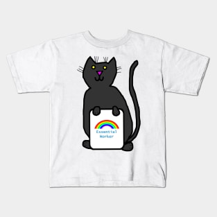 Cute Cat Essential Worker Rainbow Kids T-Shirt